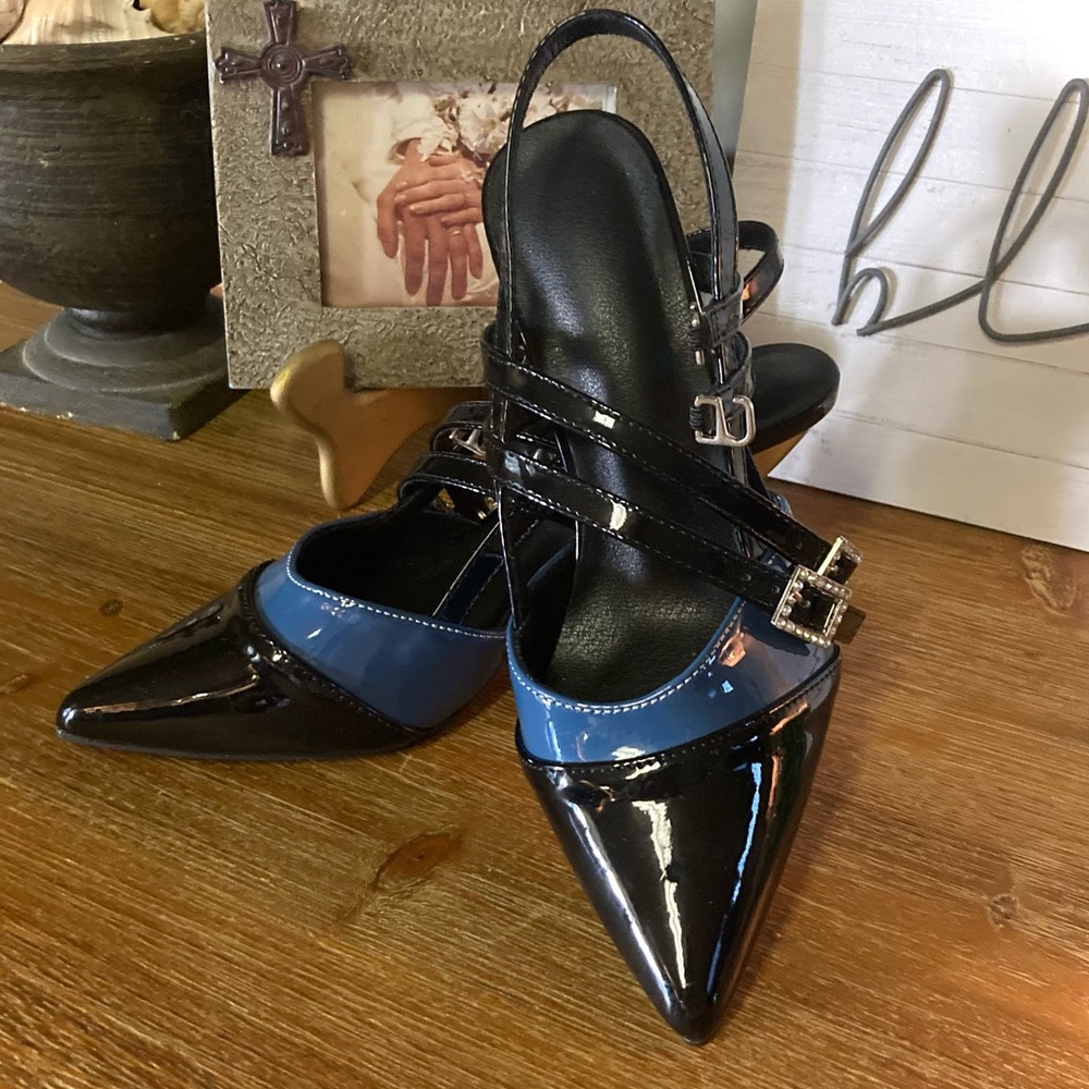 Elegant Black and Blue Women's Heels